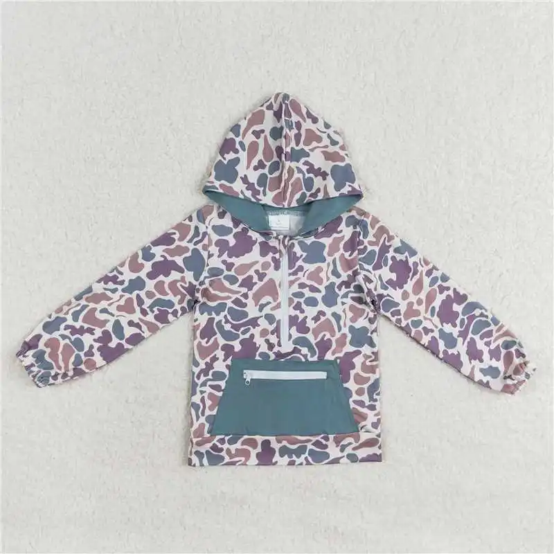 Children Boutique Clothes Long Sleeve Shirt Camouflage Print Hooded Top Kids Boys Clothes