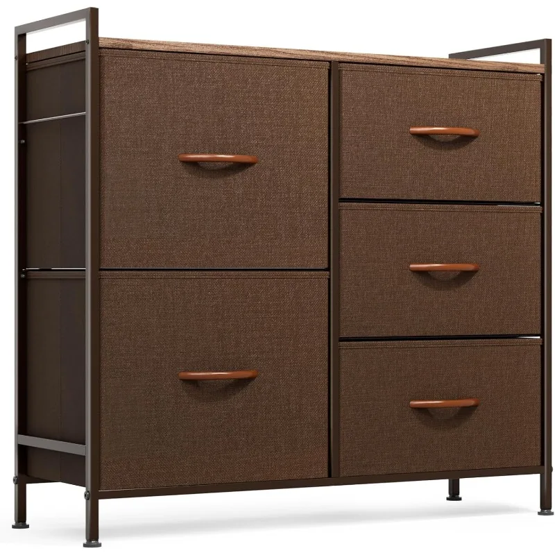 Bedroom Dresser, Closet Dresser, Closet with 5 Drawers, Small Fabric Dresser and Chest of Drawers in Bedroom, Nursery, Living