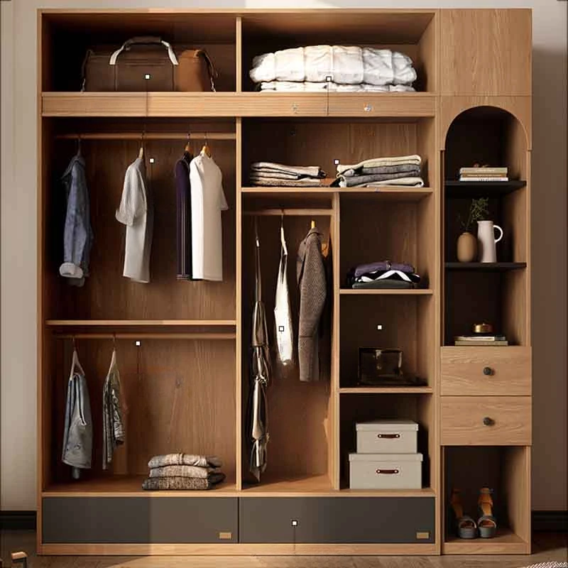 Multilayer Nordic Clothes Wardrobes Storage Metal Frame Sliding Bedroom Wardrobes Storage Room Szafa Na Ubrania Home Furniture image 3