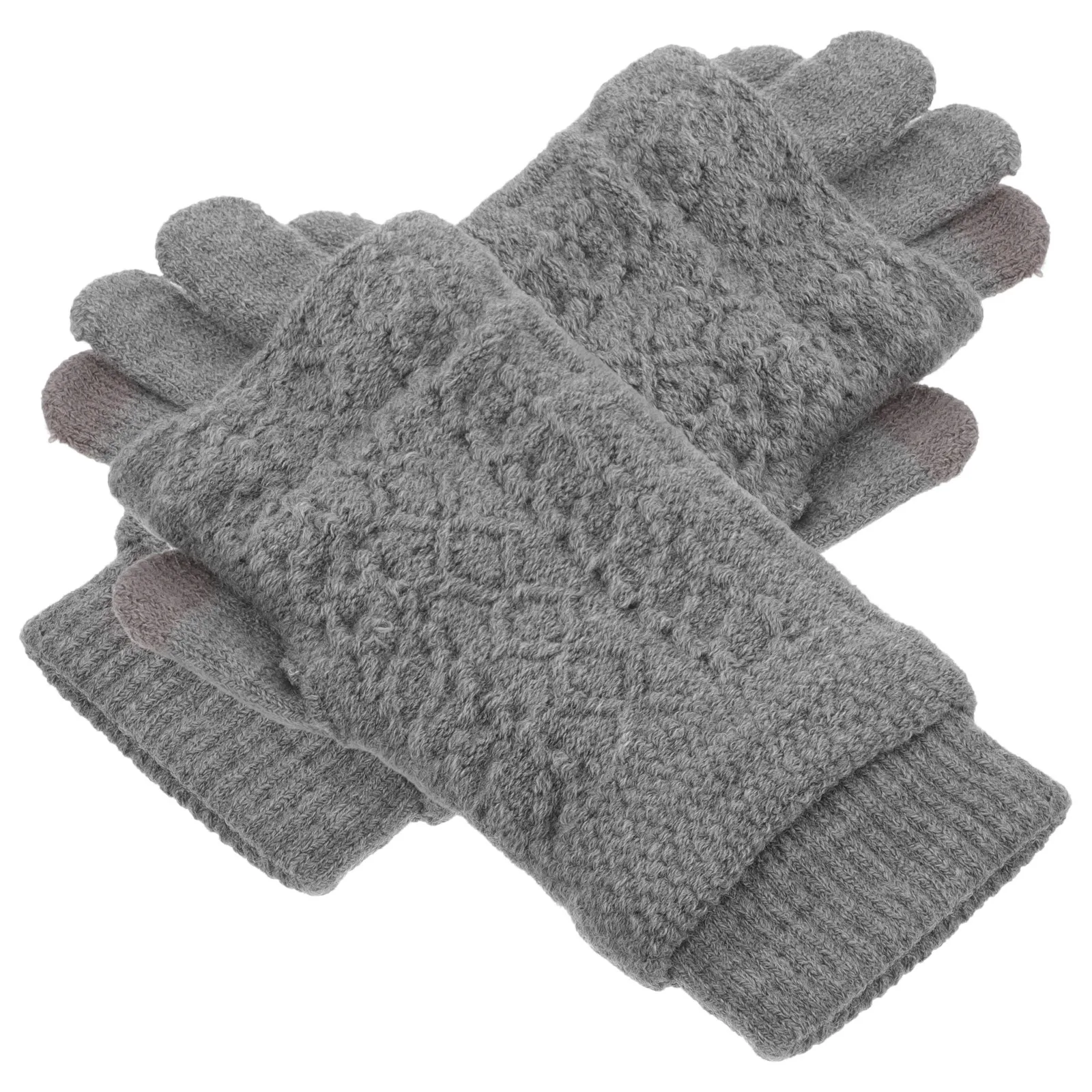 

1Pair Women Warm Gloves Touchscreen Compatible Soft Knit Gloves for Cold Weather Outdoor Activities Hiking Riding Travel