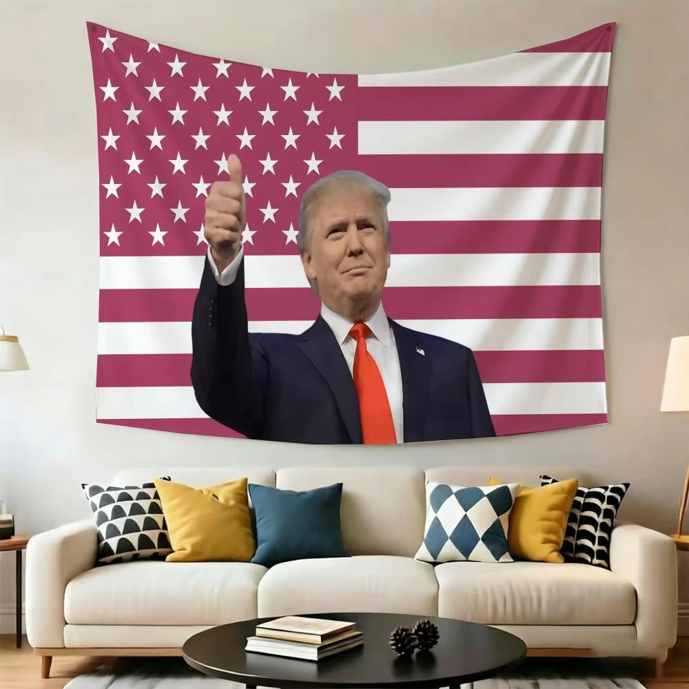 Image of Weicher Wandteppich mit Donald Trump-Motiv, Wanddekoration für Zuhause, Zimmer, Schlafzimmer – Thema Alltag