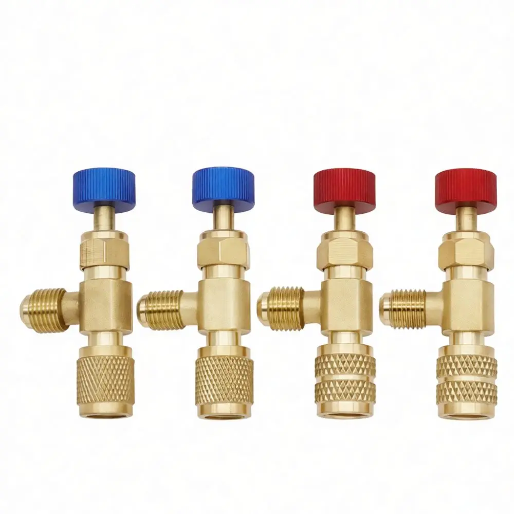 Copper Safety Valve Adapter For R410 R22 Refrigerant Charging HVAC Cooling Maintenance Tool Anti Leak Connector Part