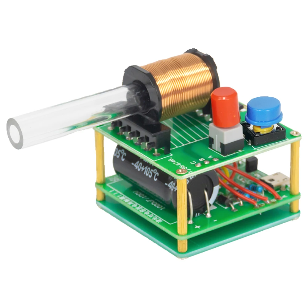 DIY Electronic Kit Mini Electromagnetic Gun 100V High Voltage DIY Soldering Build Kit Micro Interface DC5V Fast Charging