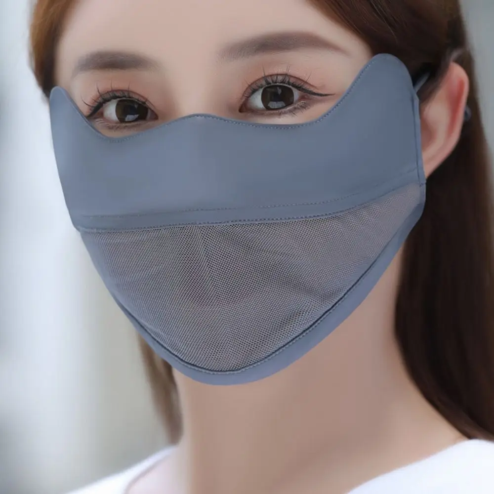 

Summer UV Protection Ice Silk Face Scarf Solid Color Mesh Sunscreen Veil Face Mask Face Scarves Anti-uv Face Cover Riding