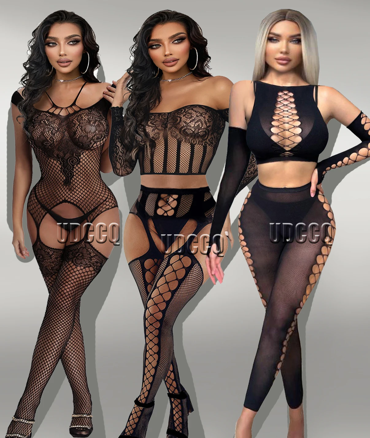 

Womens Mesh Sexy Lingerie Sheer pajamas pole dance Body Stocking Bodysuit Underwear Classic Sexy Cut Out Fishnet Lingerie Set