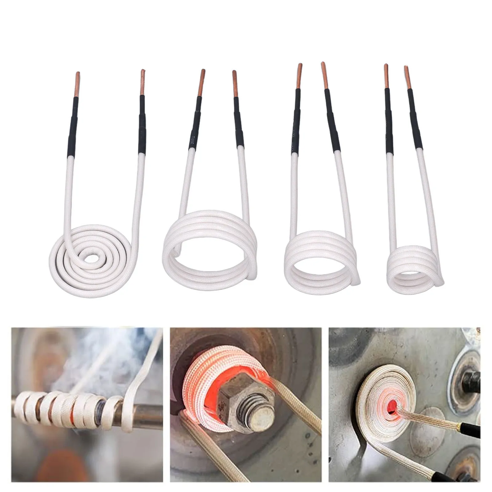 

4Pcs Induction Heater Coil Kit High Frequency HVAC Heater Accessories 2.5mm Brass Core 20 30 40mm Flat Round Cake Shape