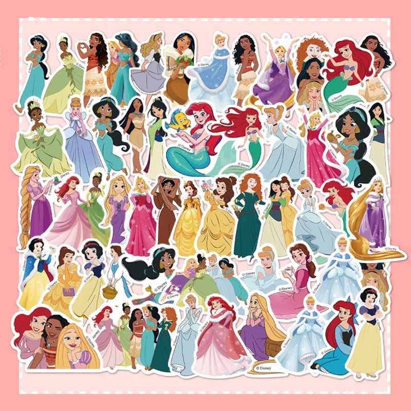 

50 шт. наклеек с принцессами Диснея, креативные аниме-наклейки, водонепроницаемые, для украшения телефонов, бутылок, скрапбукинга, игрушки, подарки