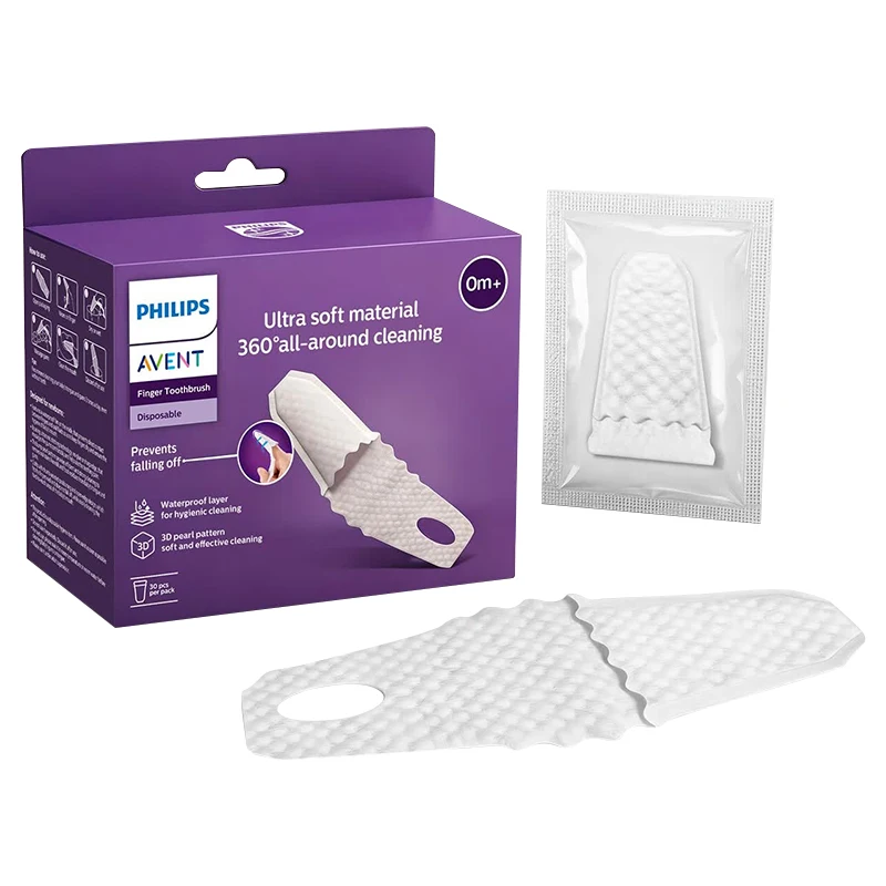 Avent Baby Oral Cleaning Finger Wipes 30Pcs/Box 3D Pearl Texture Zero Fluorescent Agent Infant Tongue Cleaner