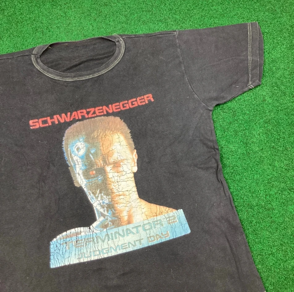 

Vintage Terminator 2 Shirt Mens 1991 Judgement Day Promo Schwarzenegger American Band Singer Tshirt Street Short-sleeved Women