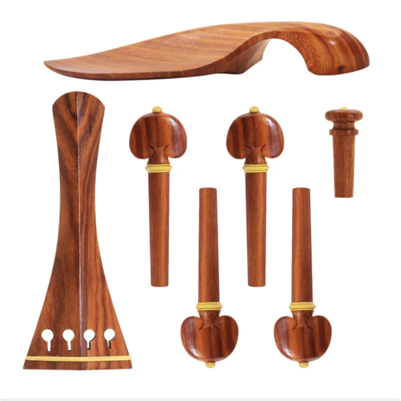 4/4 Violin Kit Full Size Violin Accessories Rosewood Violin Peg Tailpiece Chin Rest End Pin (4/4)