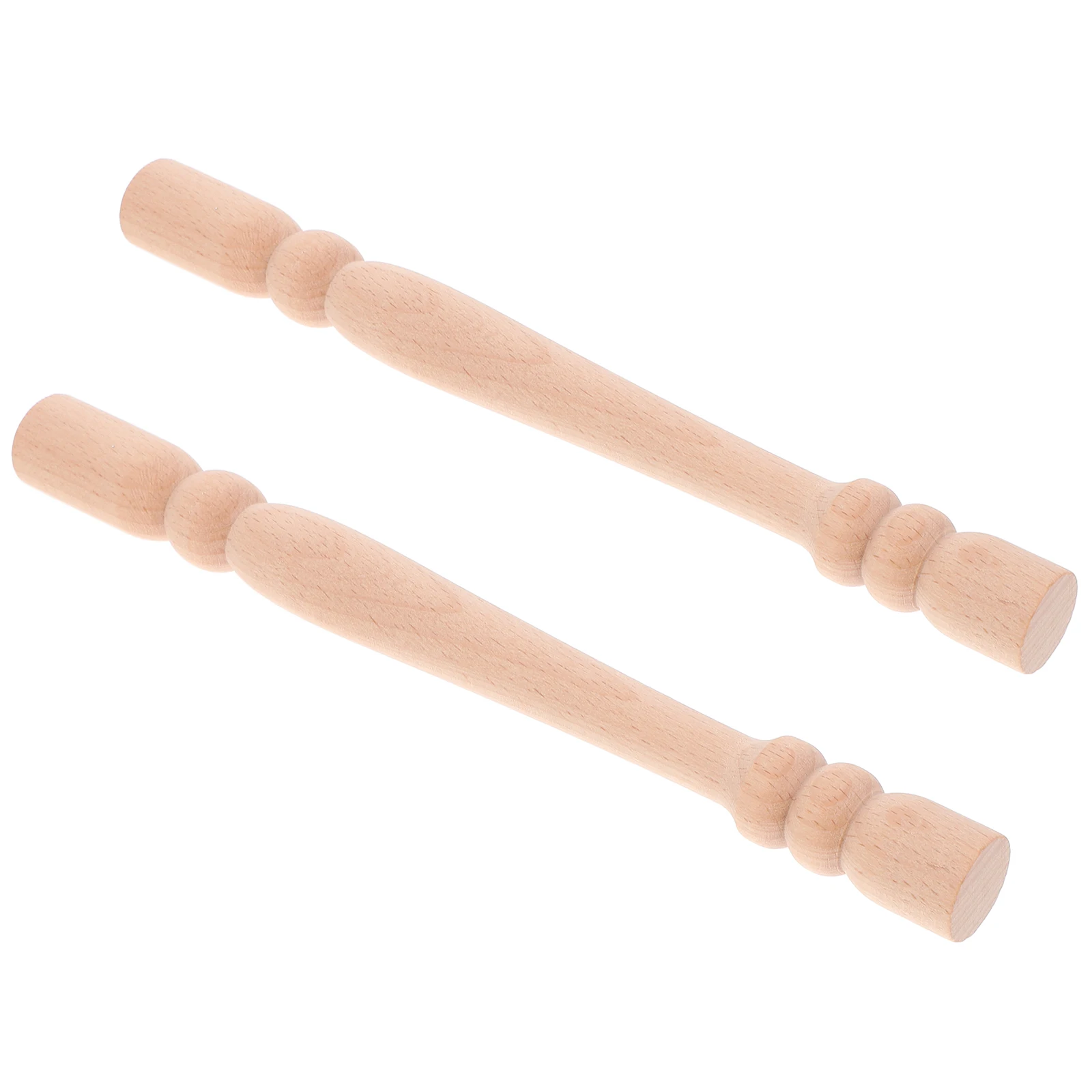 

2pcs Solid Wood Decorative Pillars Staircase Spindles Adjustable Height Balusters Khaki Color Durable Classic Roman Style
