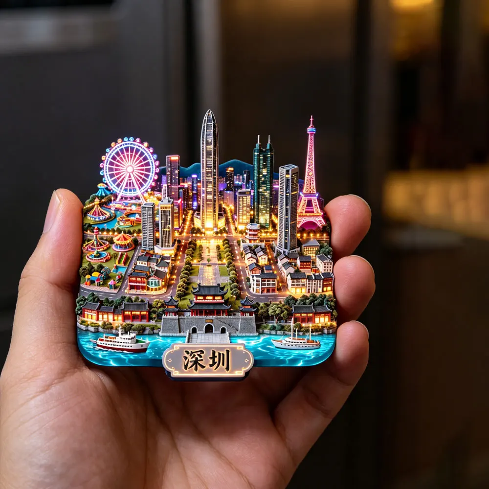 3D Shenzhen China Fridge Magnet City Landmark Refrigerator Magnet Travel Souvenir Gift CreativeHome Decoration Gift for Kitchen