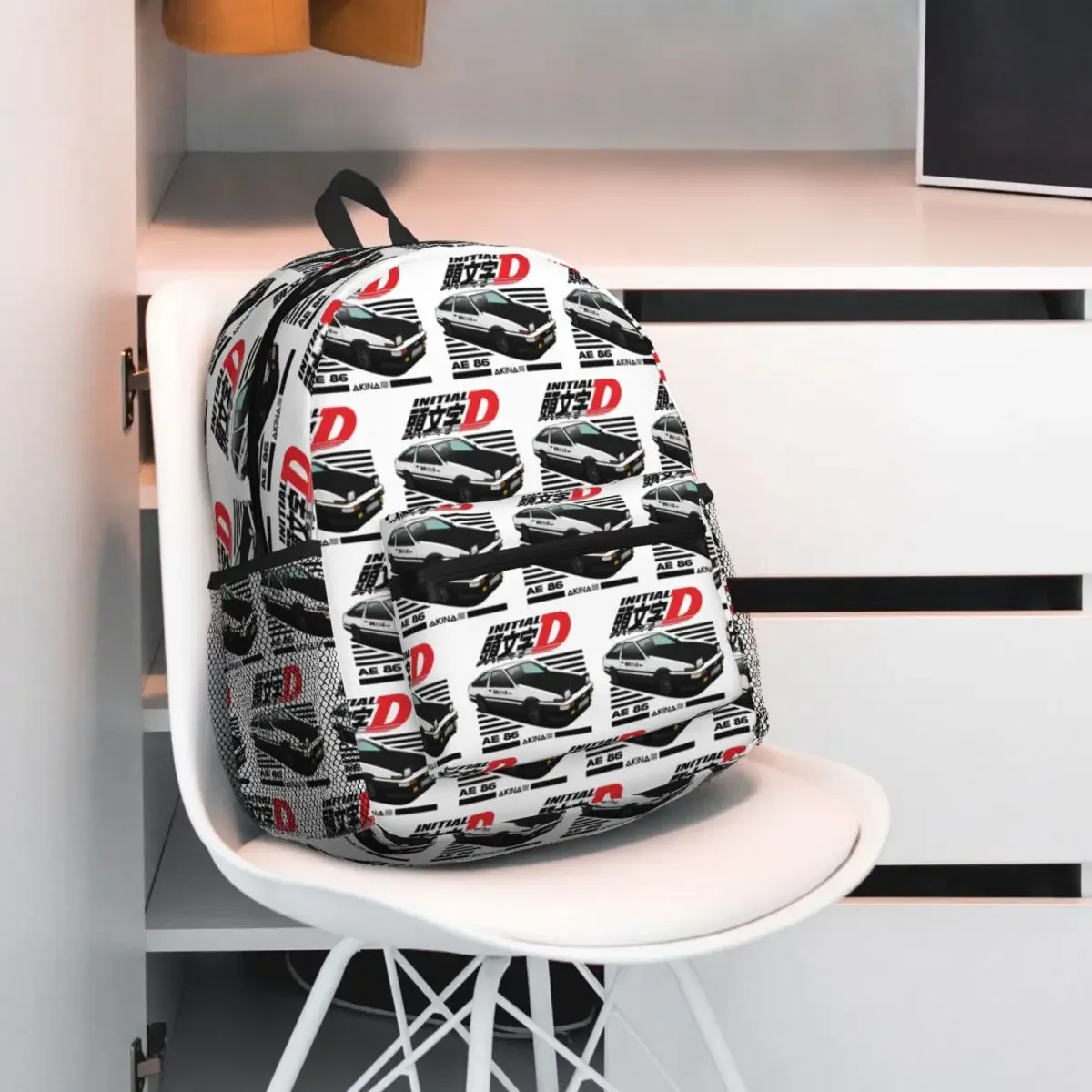AE Initial D Student Backpack School Bag Hiking Travel Daypack for Men Women Fashion Bookbag Shoulder Bags