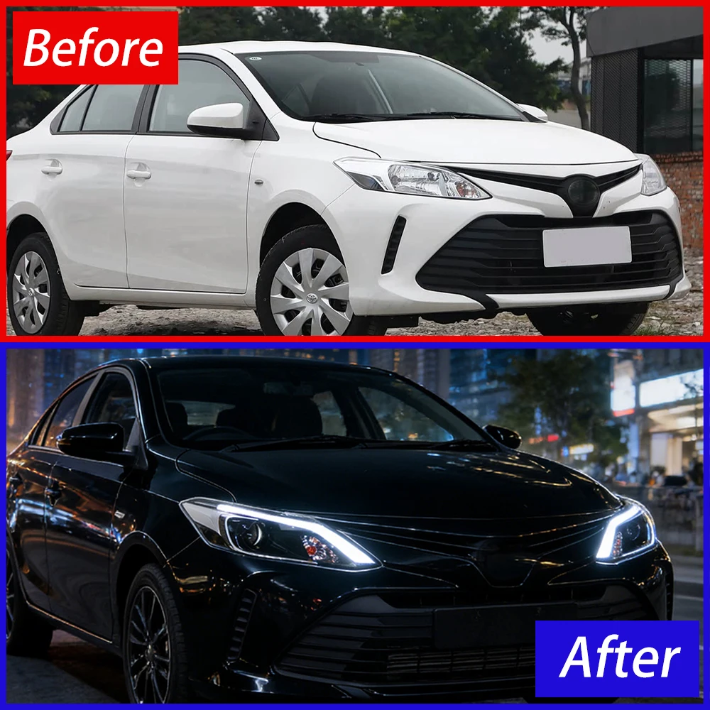 Car Front lamps For TOYOTA Vios 2017-2019 LED Auto Headlights Assembly Upgrade Demon Eyes Style Plug and Play Accessories