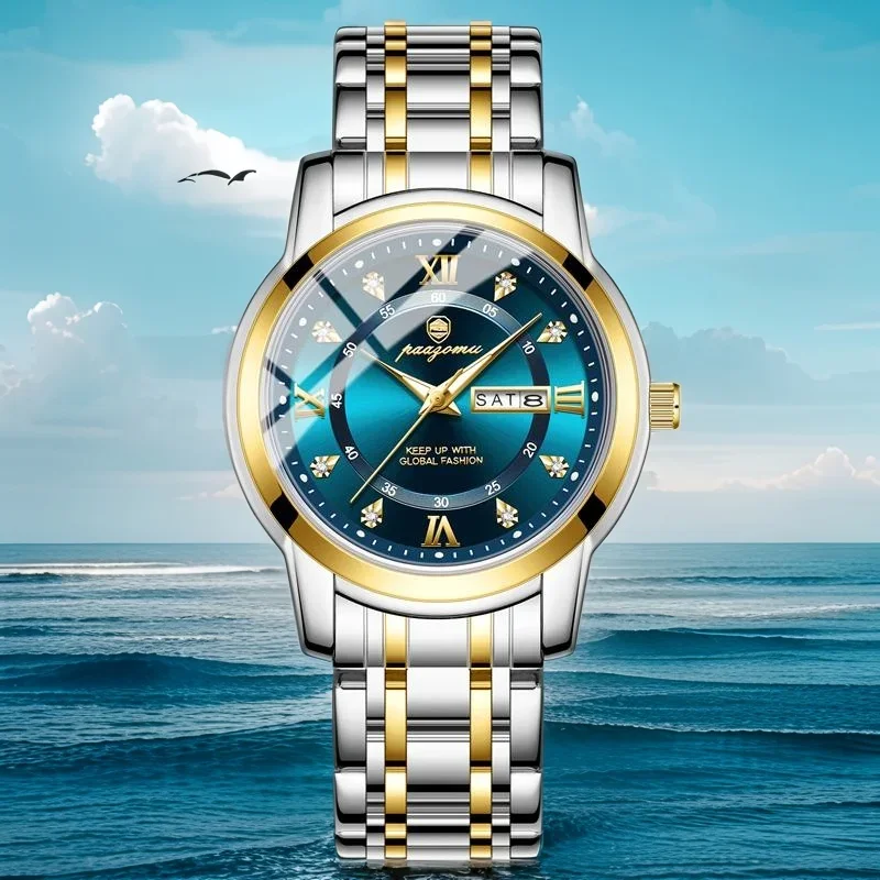 

Новинка 2029, мужские часы PAAZOMU, деловые мужские роскошные часы, автоматические часы, мужские светящиеся водонепроницаемые модные кварцевые наручные часы
