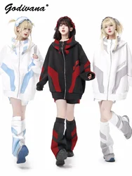 Japanese Mine Style Water Color Sports Jacket and Shorts Wide Leg Warmer Women's Fashion Clothing Set Y2K Outfits Shorts Set