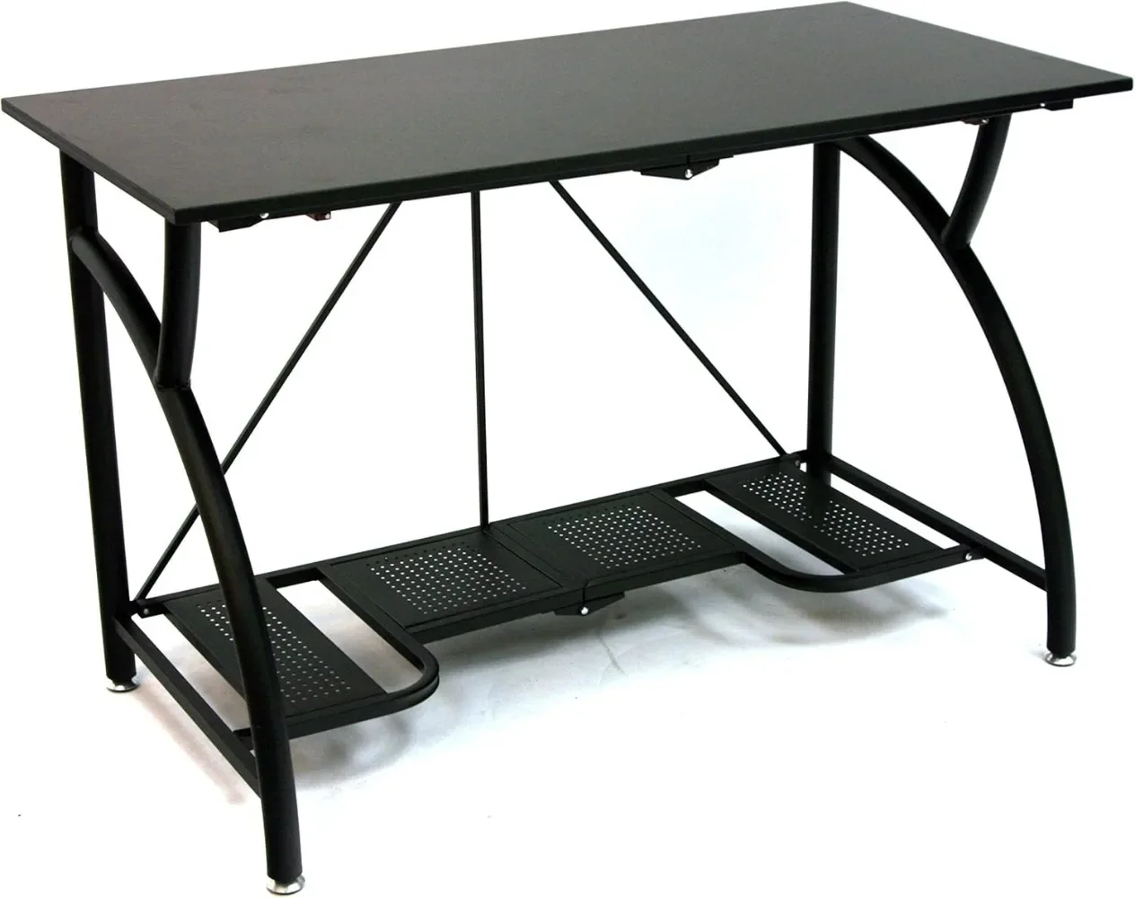 Multipurpose Adjustable Standing Desk Computer Table with Origami Connection Clip and Bottom Gaming Desk Shelf, Black