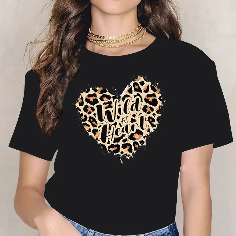 LE Leopard Wild At Heart Women'S Tshirt Loose Breathable Vintage Casual Comfortable Clothing Daily graphic t shirts