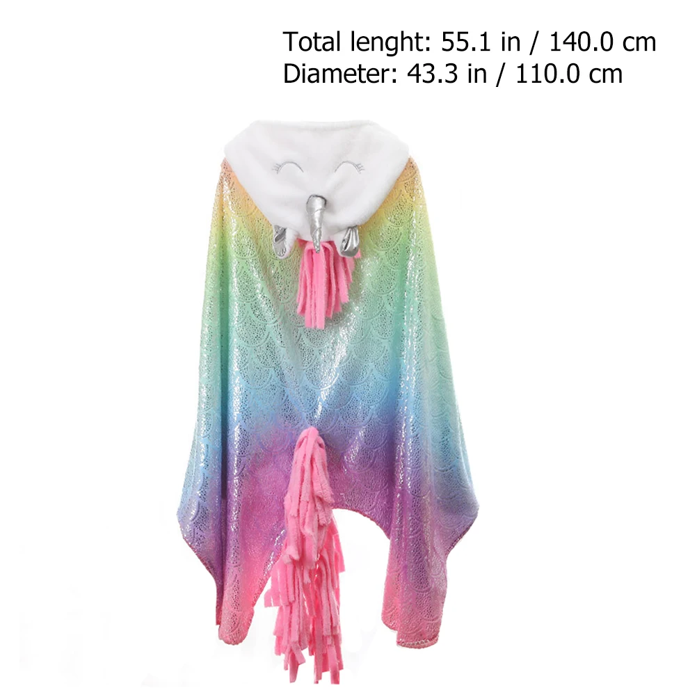 

1pc Flannel Warm Unicorn Cape Colorful Blanket Creative Shawl Comfortable Party Cape Funny Gift For Family Home