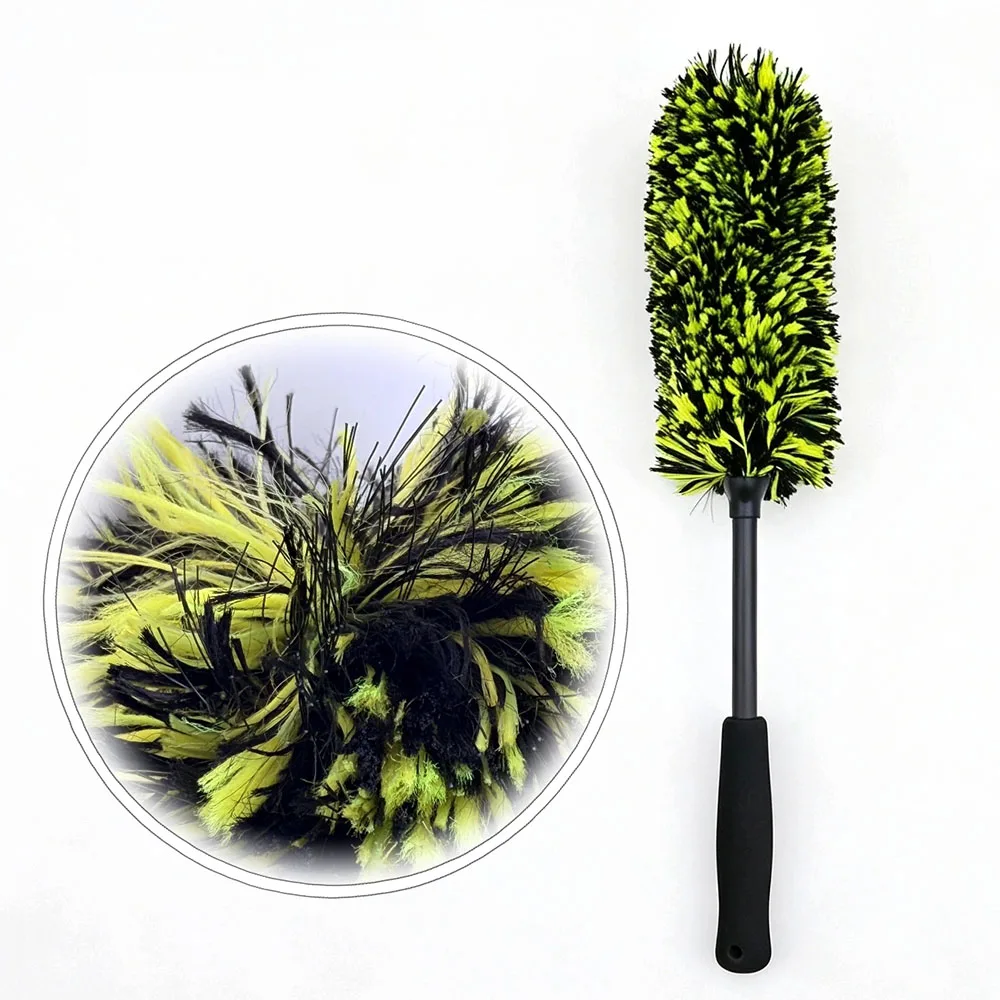 Bendable Wheel Brush Microfiber‑Bristle Blend Ultra-Soft Cleaning, Washing and Detailing Cleaning Brush Tires Rims