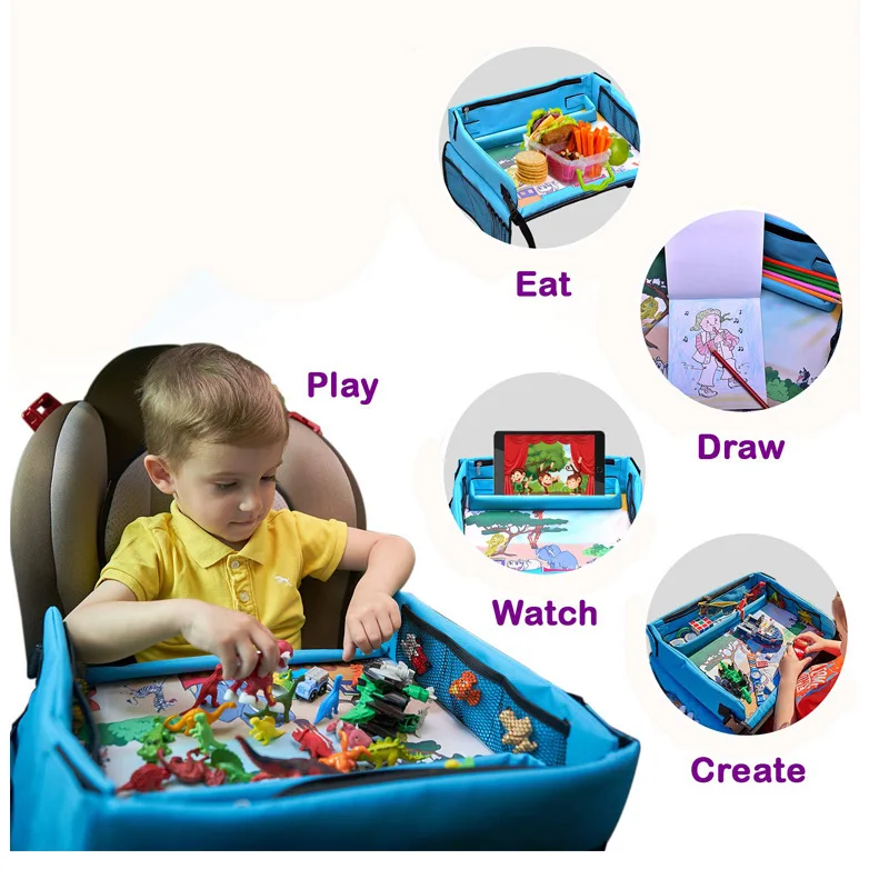 Children car seats toy tray with storage bag  CTO drawing tray  foldable creating tray  multifunction tray for baby