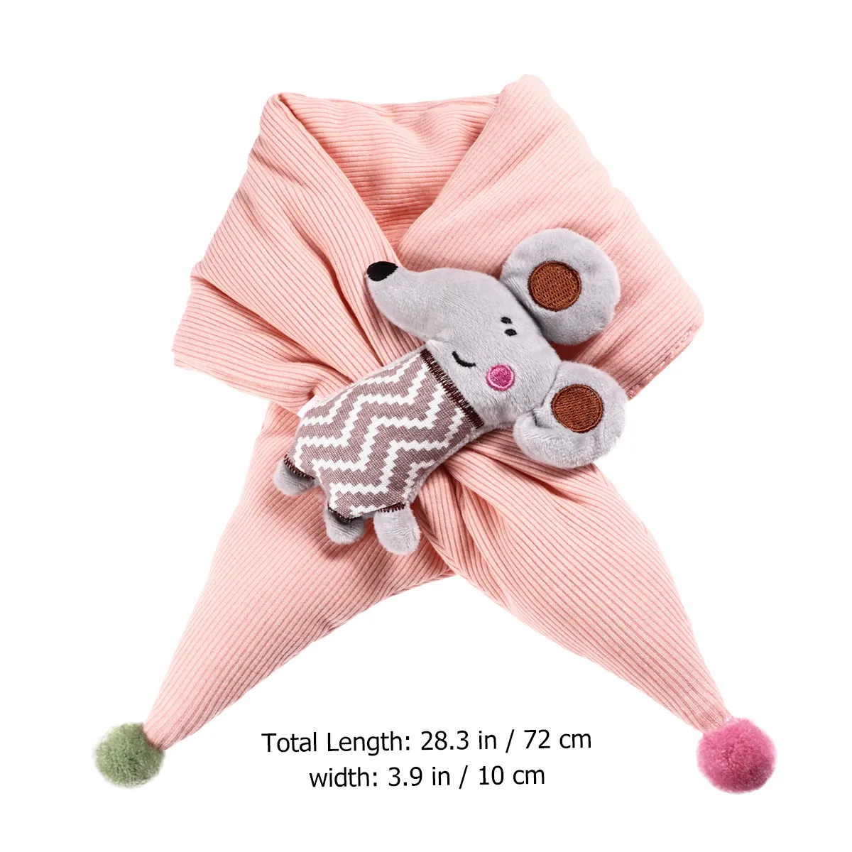 Cross Scarf Cartoon Little Mouse Children Scarf Pale Pink Autumn Winter Warm Cold Protection Casual Birthday Gift