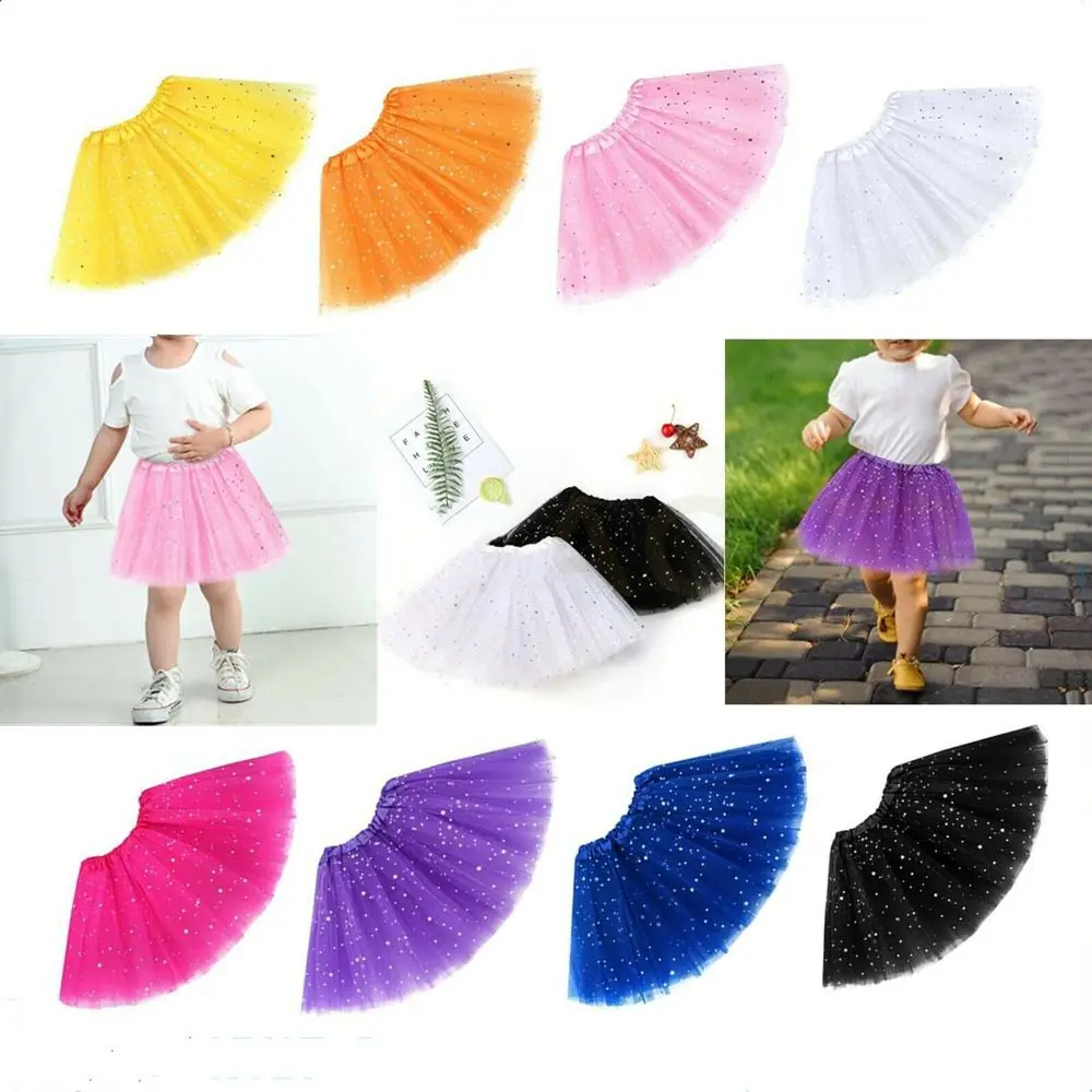 Gifts Birthday Party Ballet Dance Petticoat Fancy Dress Tutu Dress Girls Kids Sparkling 3 Layers