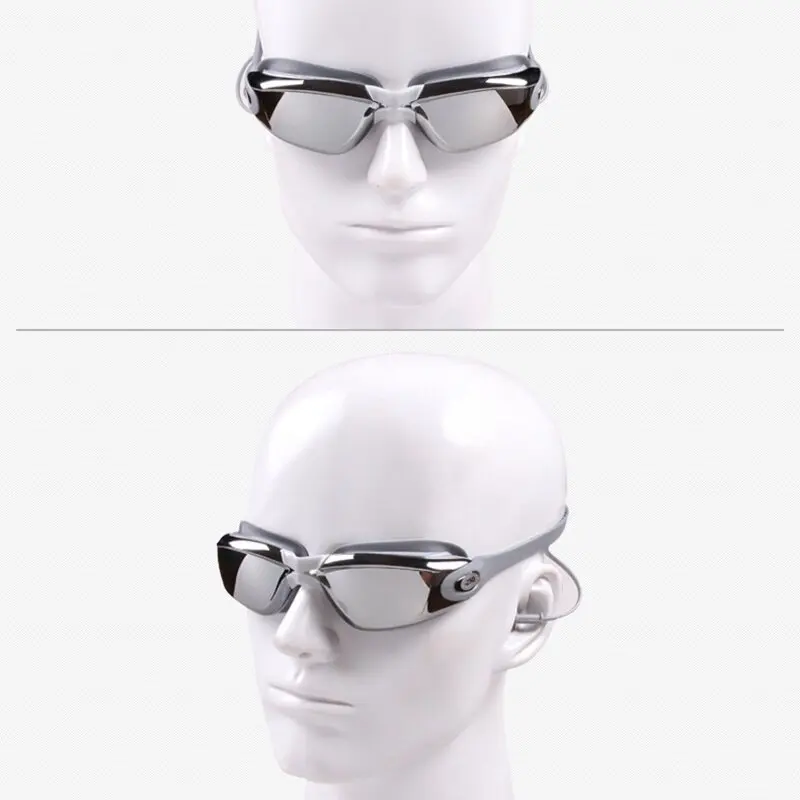 Silicone HD Óculos de Natação para Adultos, Miopia Eyewear, Galvanizado Anti Fog, Personalizado, Grau Diferente para Olho Esquerdo e Direito,-1,5 a-8,0