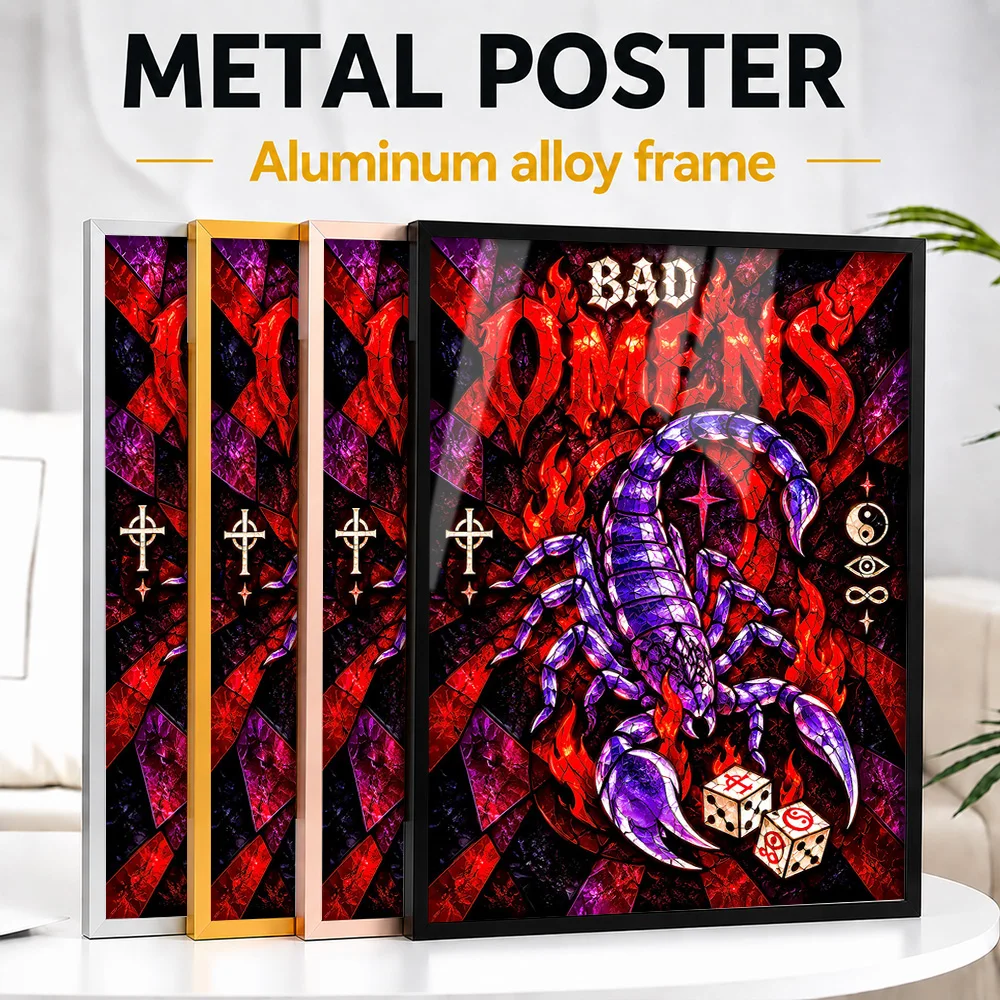 Bad Omens Scorpion Metal Poster With Aluminum Alloy Frame Customized Stained Glass Inspired Wall Art For Music Room And Bedroom