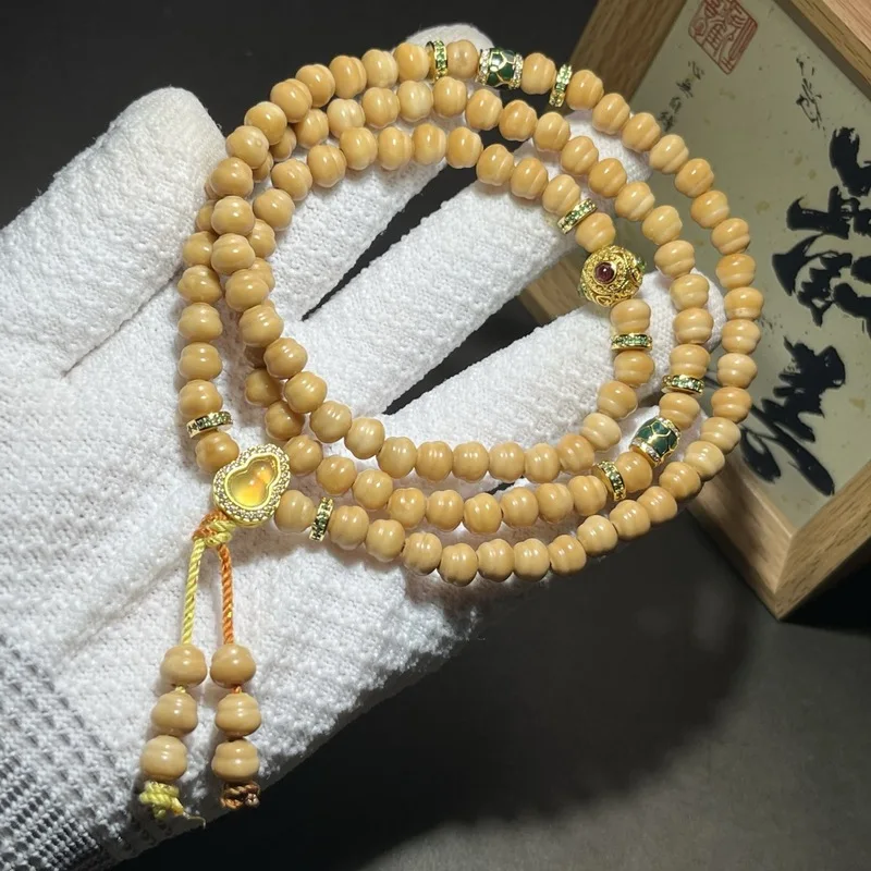Ridge Bodhi Twist Bead Long Strand Straight Cut Deep Pit Multi-Faceted Bracelet