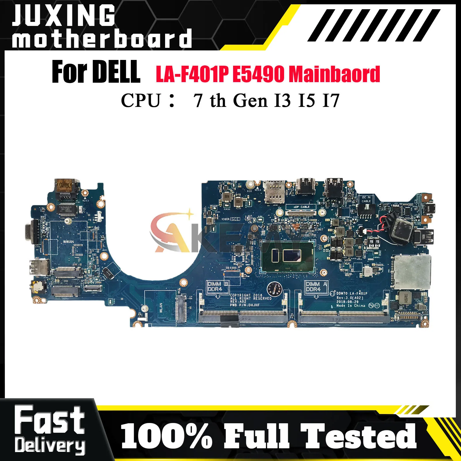 

LA-F401P Материнская плата для ноутбука DELL Latitude 5490, процессор I3 I5 I7 7/8, 0C08DH 0M71FV 0NJFT2 08KN1W 0M79GG 100% протестировано, ОК