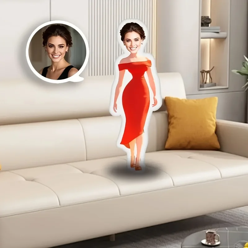 New Customized red dress, women's portrait pillow with double-sided printing, soft and durable material, bright colors