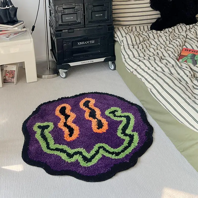 Halloween Ghost Face Tufted Soft  Carpet living Room Sofa Coffee Table Blanket Personality Cloakroom Non-slip Mirror Front blan