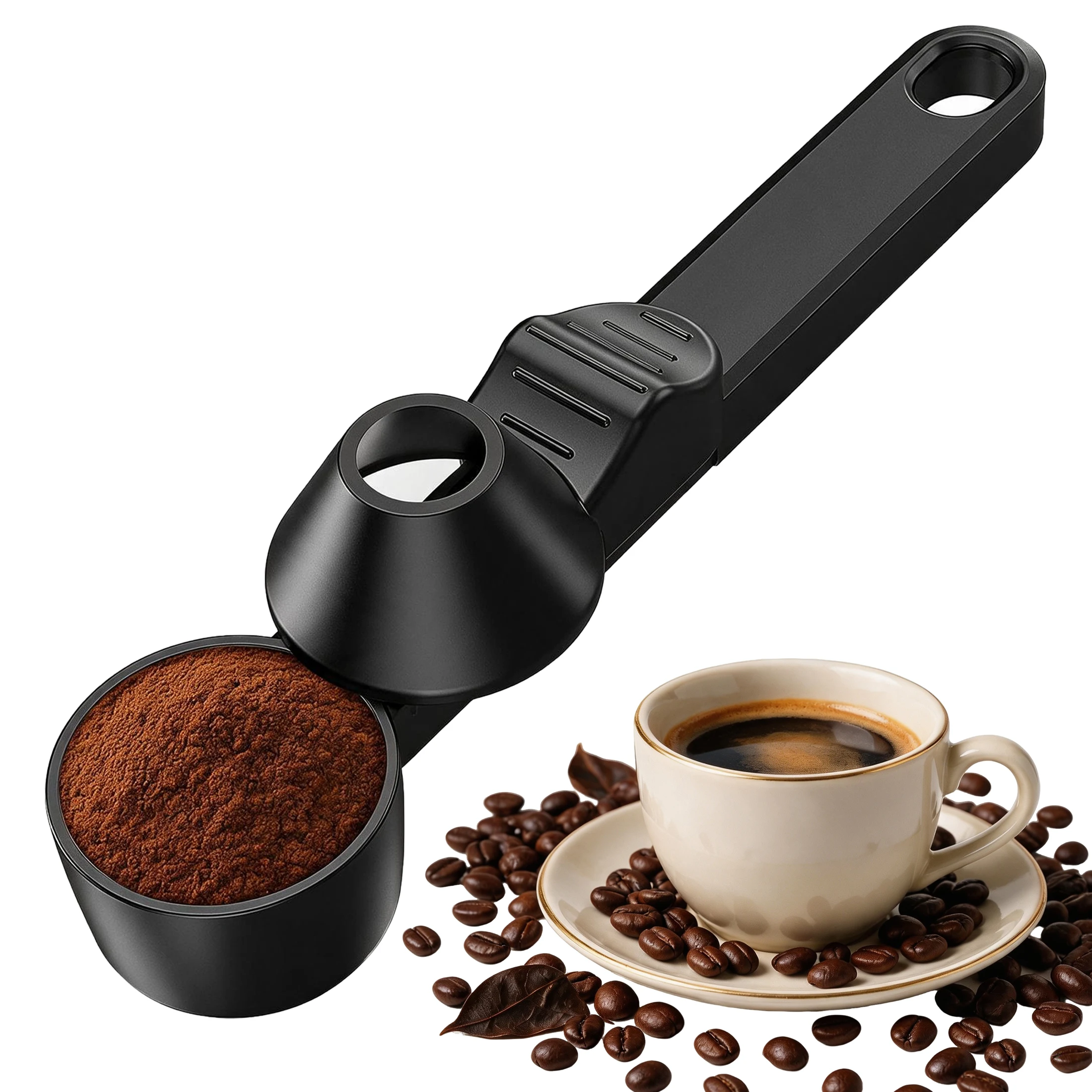 Coffee Scoop with Sliding Leveler Funnel 2 Tbsp Mess Free Measuring Spoon for Reusable K Cup Pods Ground Coffee Protein Powder