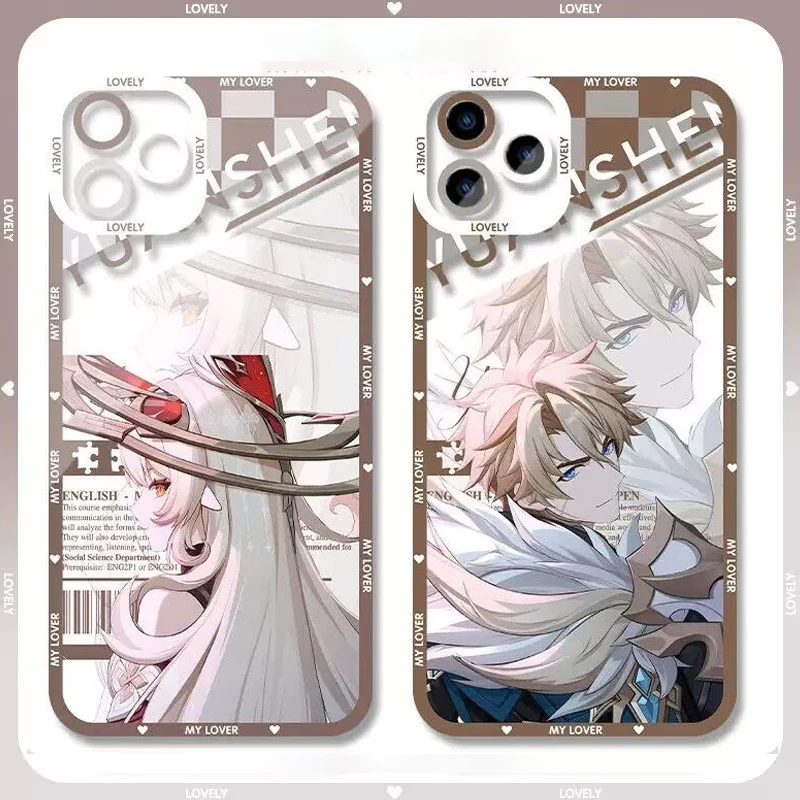 Genshin Impact Flins Columbina Varka Sandrone Phone Case For IPhone 16e 16 15 14 13 12 11 17 Pro Max XR XS Max Plus Mini Clear - náhled 5