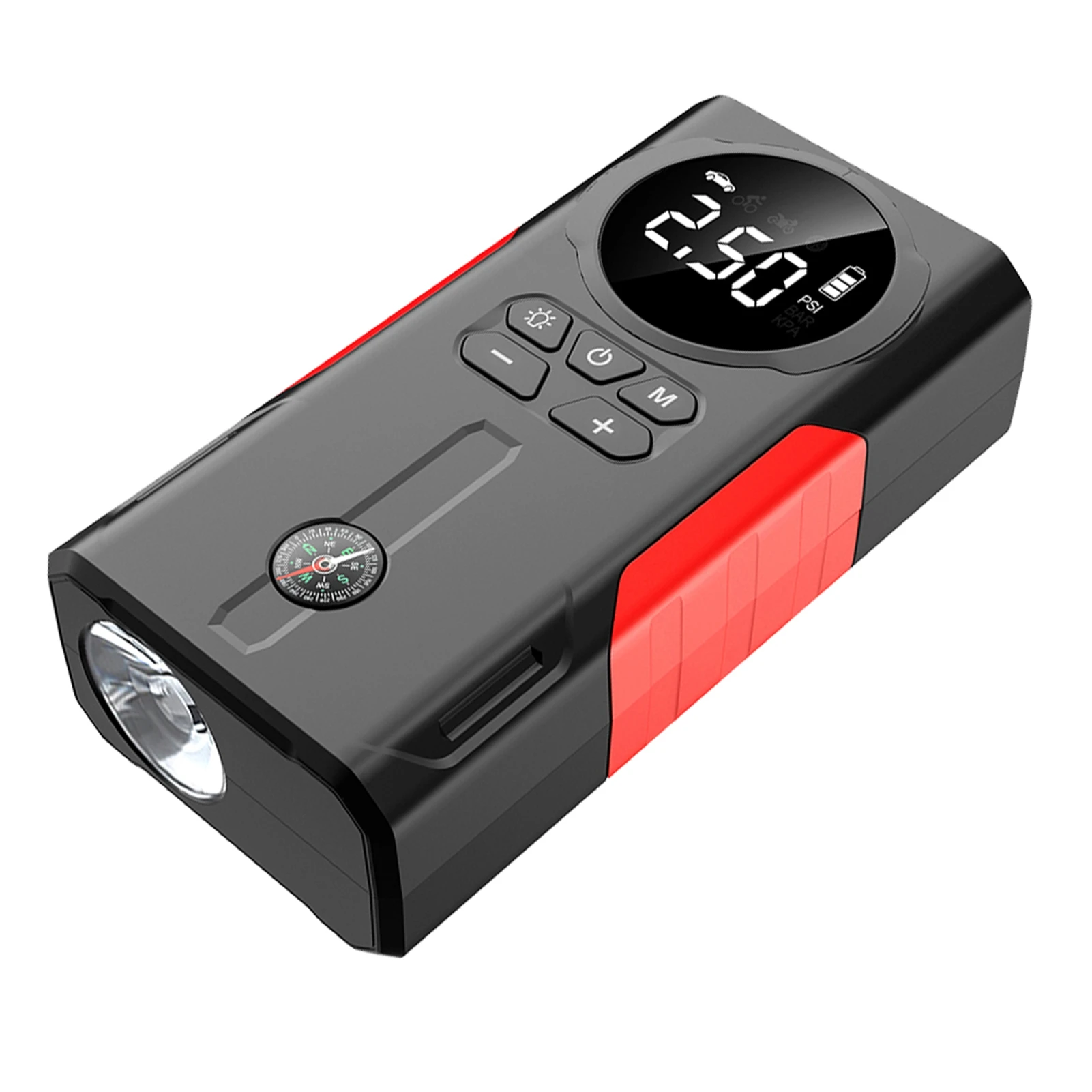 

12V Portable Tire Inflator Air Compressor (J23-26) Car Emergency Jump Starter LED Digital Display 2-in-1 for Outdoor Use