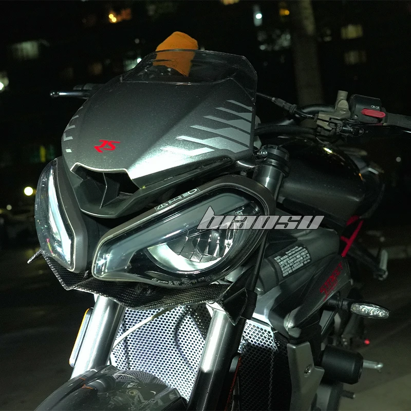 for Triumph Street Triple 765R/RS 100% RealCarbon Fiber exposed front spoiler Winglet aerodynamic GP wing kit spoiler 2079-2025 3