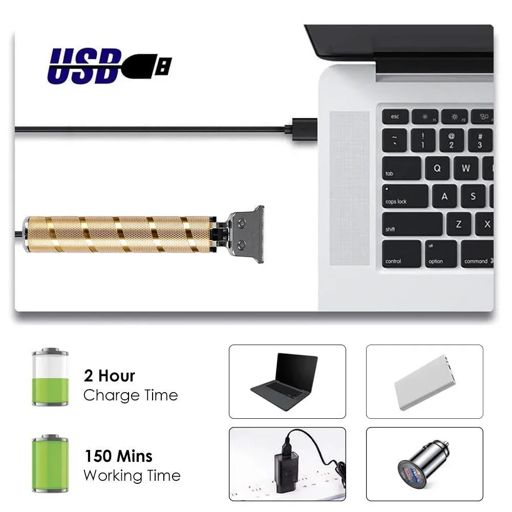 Cordless Professional Hair Trimmer for Men, Beard & Hair Clipper, Lithium Ion Electric Cutting Machine, 0mm Bald Headed