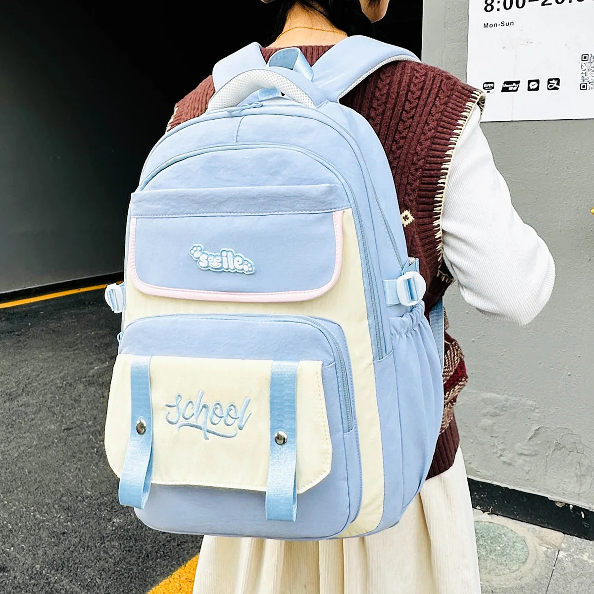 

Korean Style Large Capacity Backpack, Cute Letter Print Casual Backpack with Pendant kpop warrior backpack school bags