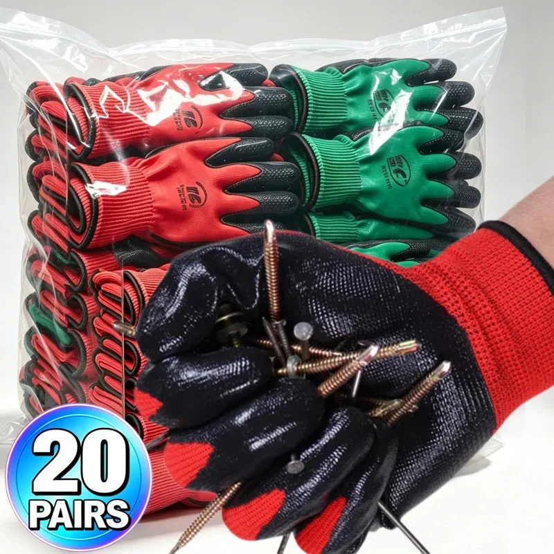 Rubber Coated Work Gloves Non‑Slip Durable Safety Mitten Multipurpose Protective Glove for Construction Warehouse Gardening