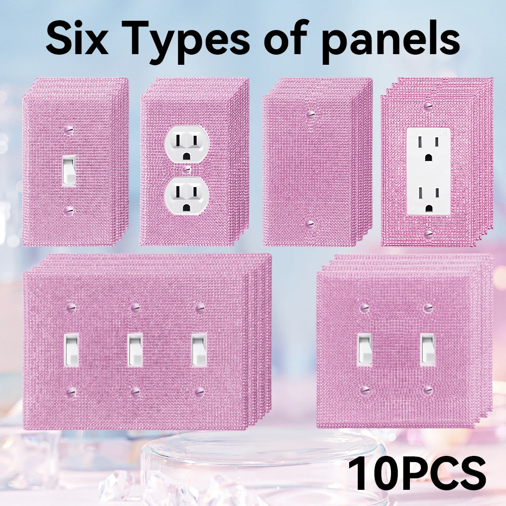 

10 pieces wall panel light switch cover, various styles, pure black, wall panel light switch socket cover, durable