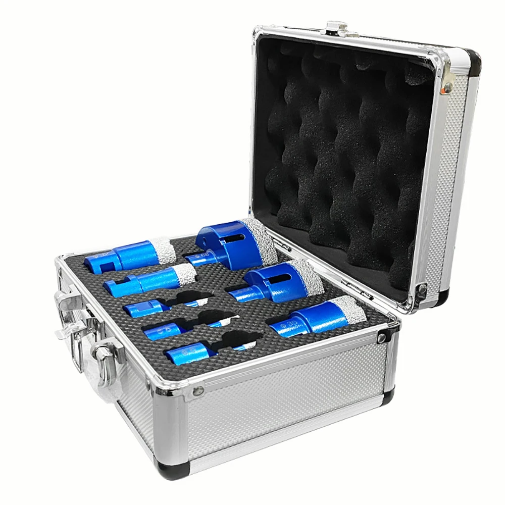 

8Pcs M14 Brazed Diamond Hole Saw Kit - Ceramic Tile, Stone Angle Grinder Core Drill Bit Set