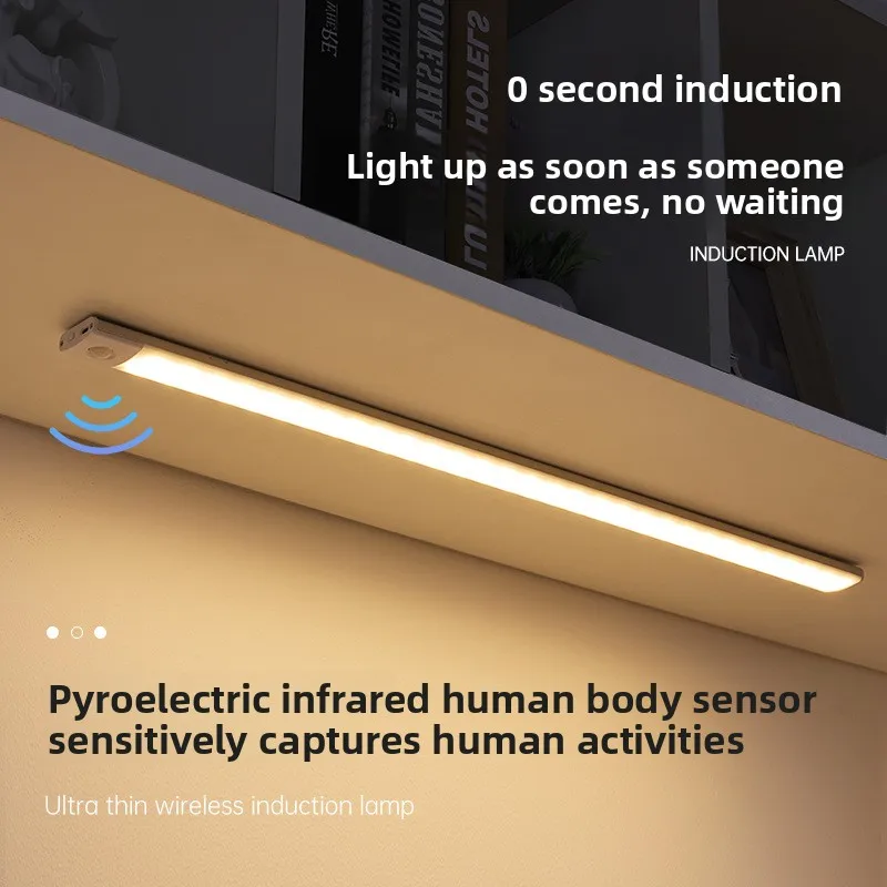 Light Wireless LED Motion Sensor  Night Light USB Rechargeable Night Lamp Cabinet Wardrobe Lamp Under Backlight For Kitchen led