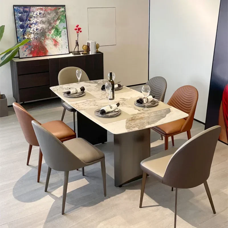 

# Металлический обеденный набор для мебели, обеденный стол, мраморный обеденный стол с 6 стульями для дома