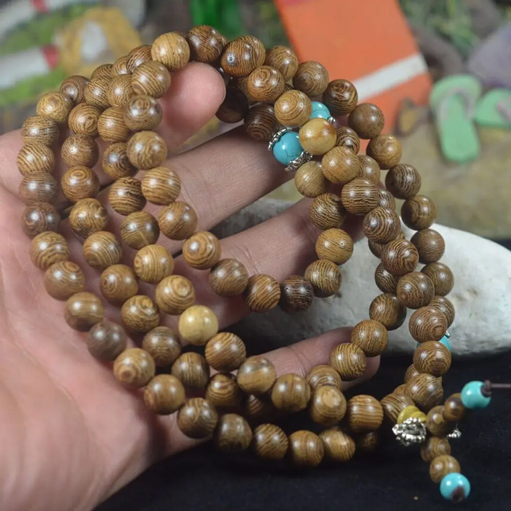 Wooden Beaded Bracelet Men Wenge Prayer Beads Tibetan Buddhist Mala Rosary Bracelets For Women Wood Pulsera Hombre Jewelry