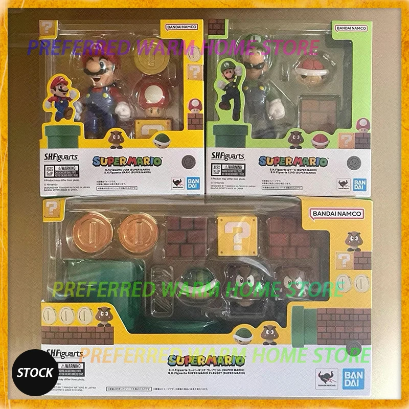 En Stock, Original BANDAI SHF, Set de Juego Mario Luigi Super Mario, Figuras de Acción Articuladas S.H.FIGUARTS