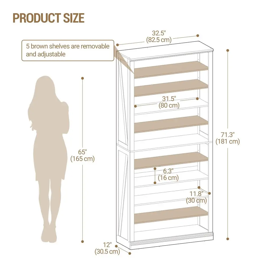 

Shoe Storage Cabinet, 10 Tiers Freestanding Shoe Cabinets, Wooden Shoes Rack with Cubby, 3640 Pairs, Farmhouse Tall Shoes Cubby