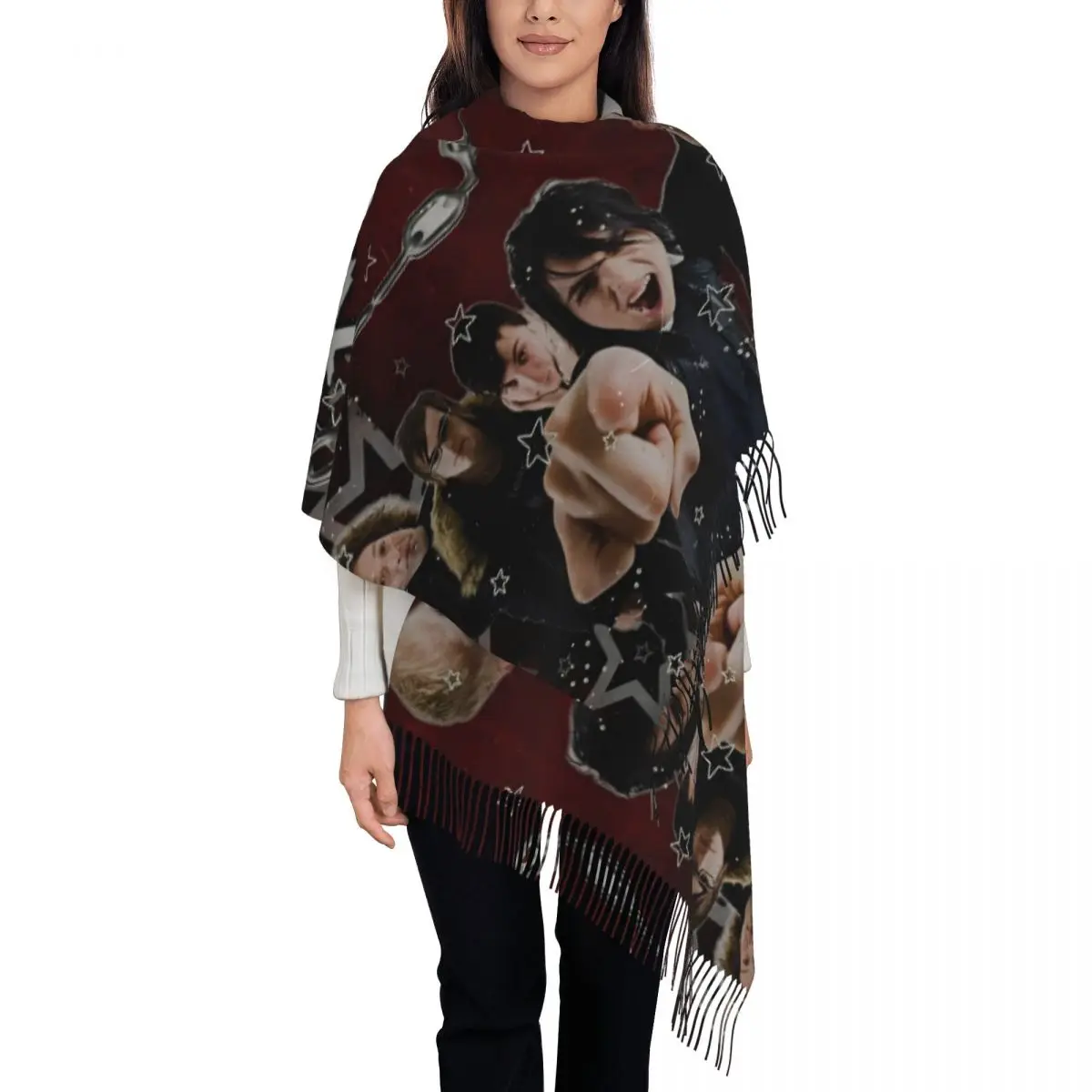 

My Chemical Romance шаль для женщин, зимний большой мягкий шарф, музыкальная рок-группа, пашмины, шарфы с кисточками