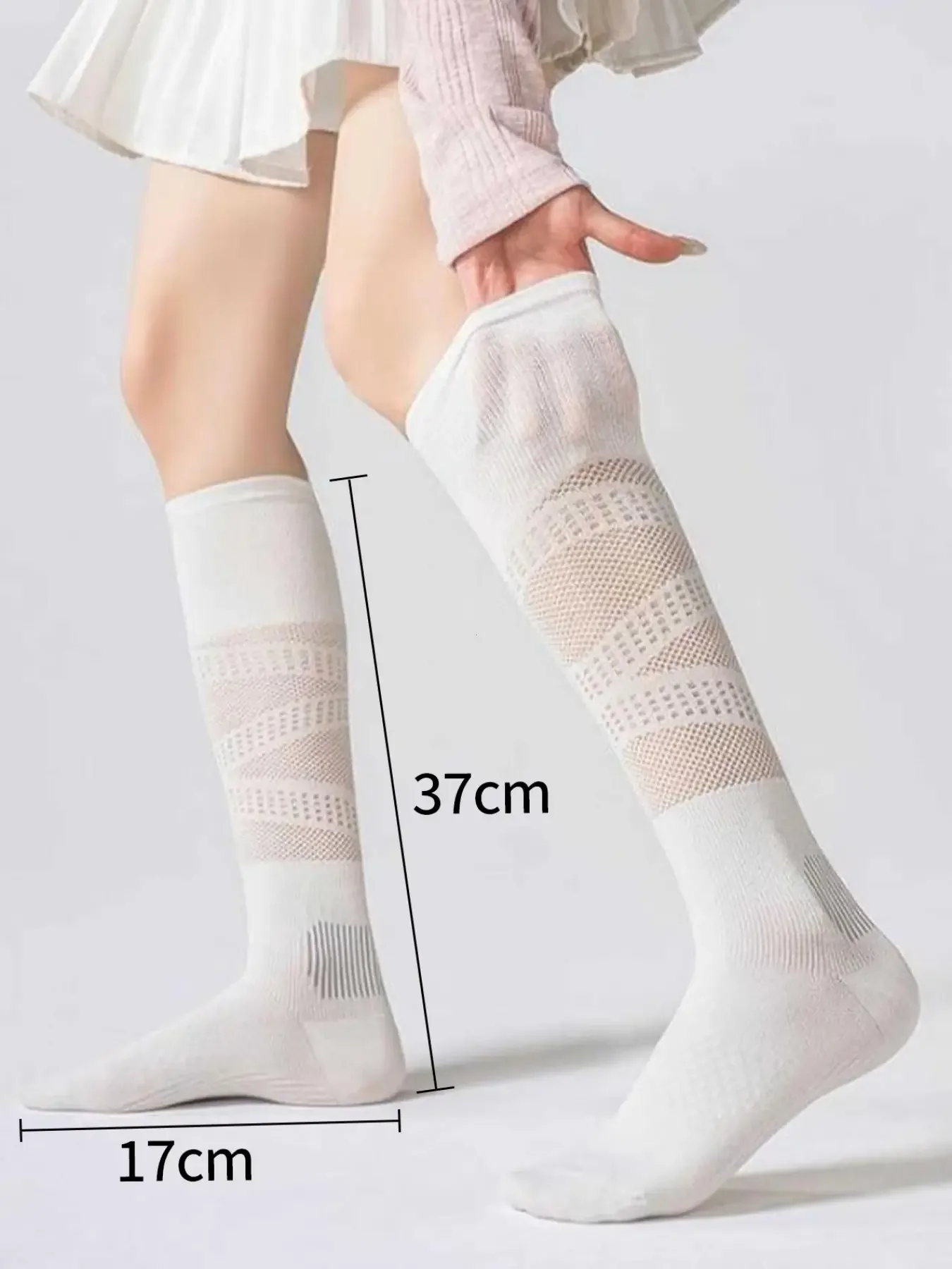 5 Pairs Women's Sports Socks, Athletic Socks, Workout Socks, Professional Compression Calf Socks, Summer Ultra-Thin Mesh Breathable, Cycling, Running, Badminton, Tennis Socks view 3