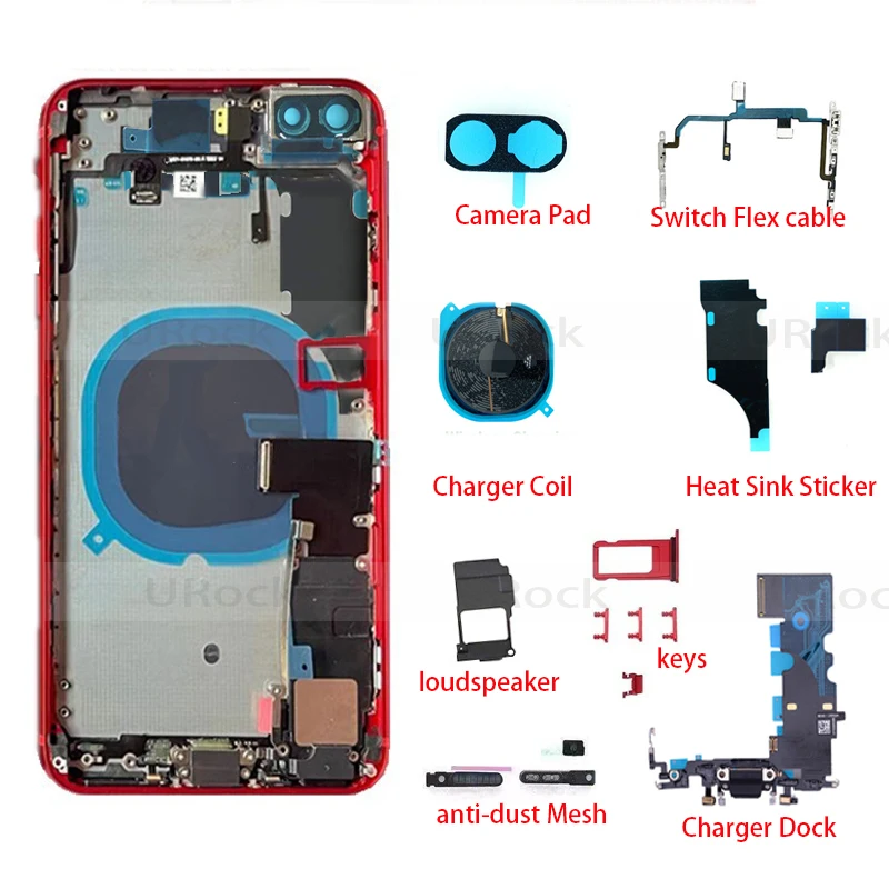 OEM Full Assemble Housing for iPhone 8 Plus Backshell With Flex/Charger Port/Charger Coil Chassis Replacement kit for 8 + 5.5inc